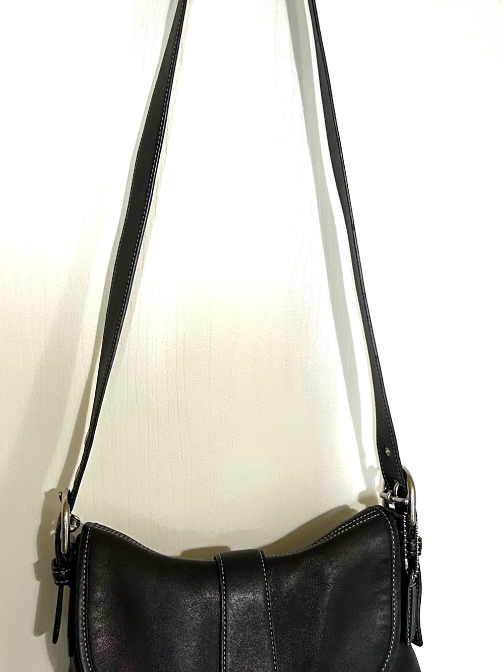 Coach #9480 Black Leather Shoulder Cross Body Bag, hang tag - Picture 8 of 12